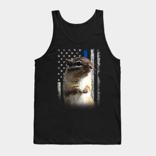 Chipper Chipmunks American Flag Tee Triumph for Wildlife Enthusiasts Tank Top